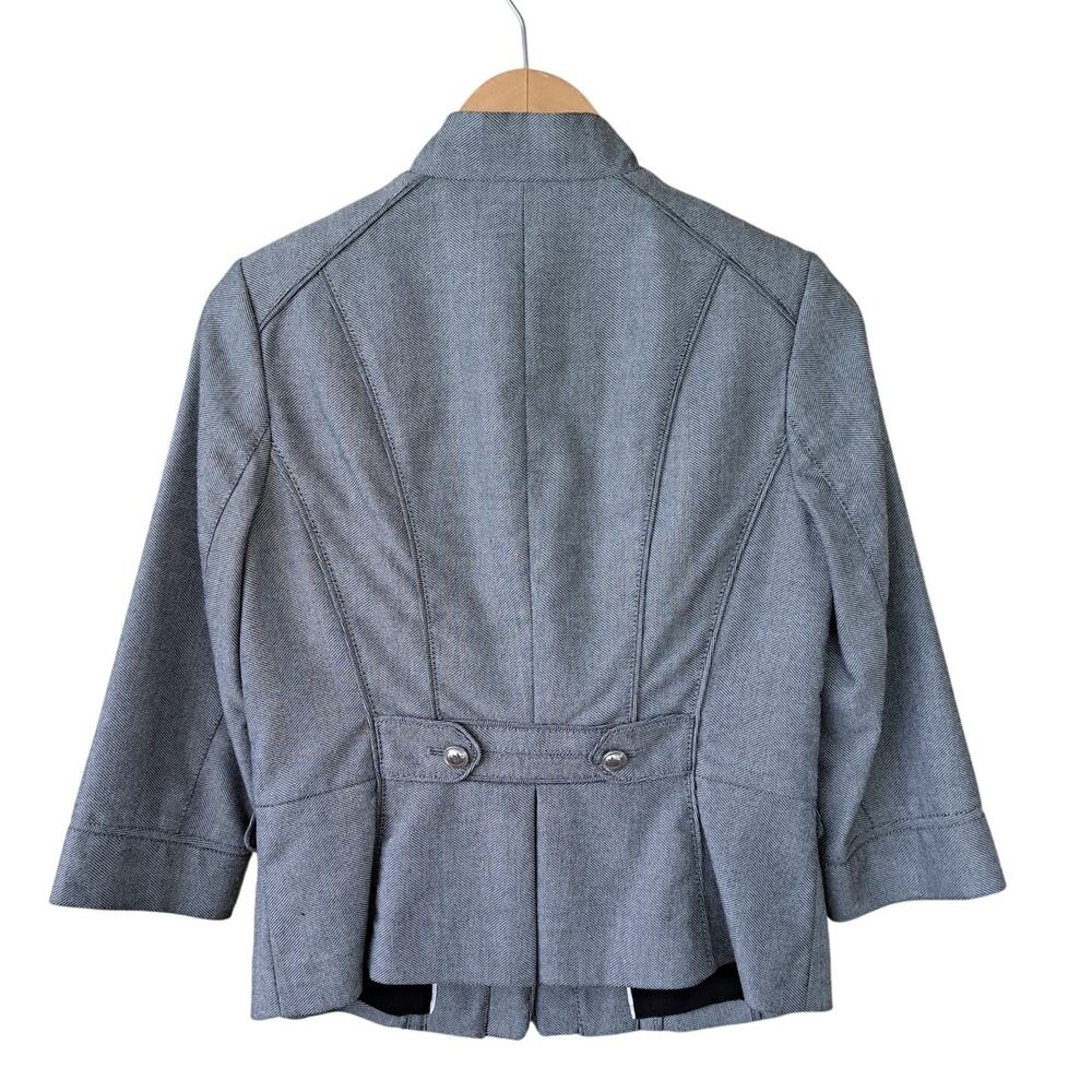 WHITE HOUSE BLACK MARKET Herringbone 2-Piece Skirt Suit Size 6 Ruffle Collar - Picture 9 of 12